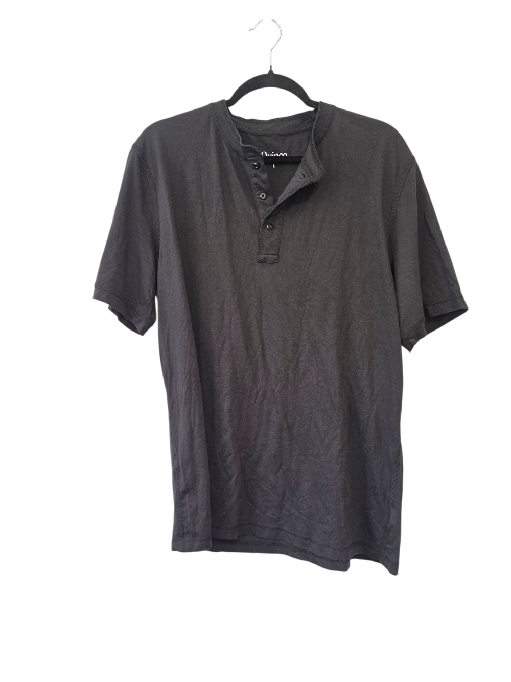 Quince Cotton Modal Black Short-Sleeve Henley Size Men's Large
